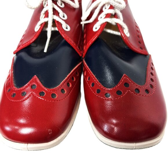 Brunswick Bowling 50’s Style Saddle Shoes Red Blue VTG - Picture 5 of 15